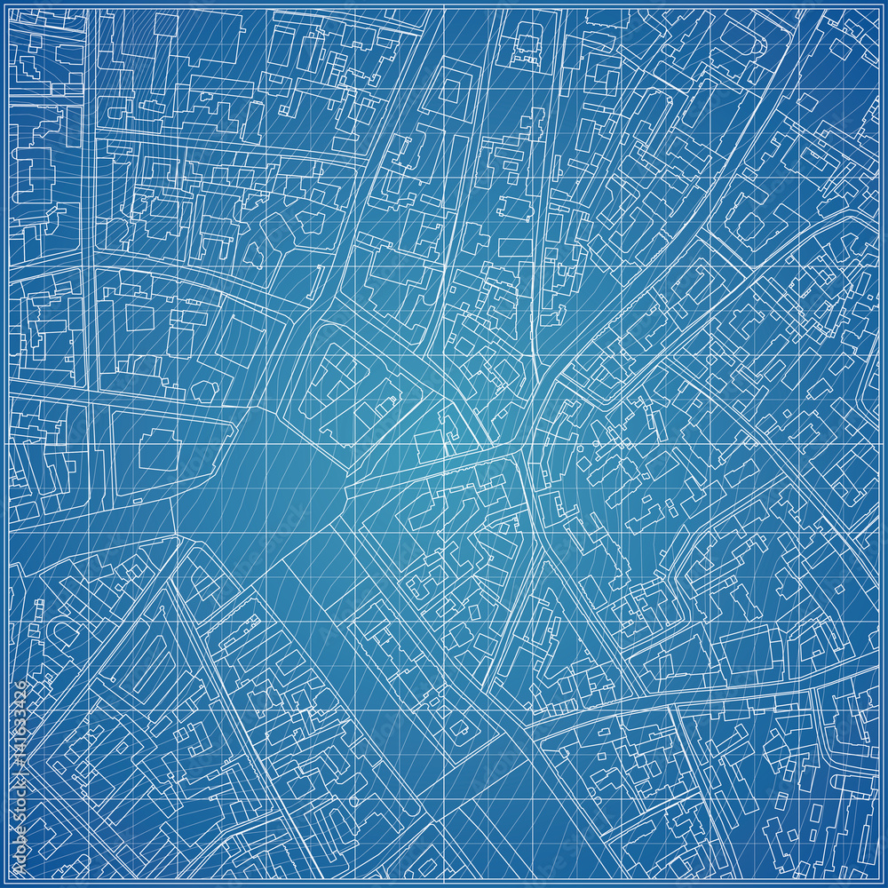 Fototapeta Plan wektor z topografią miasta