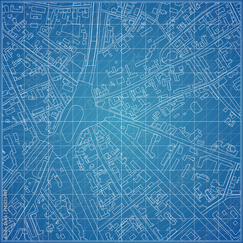 Vector blueprint with city topography