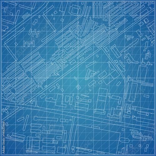 Vector blueprint with city topography