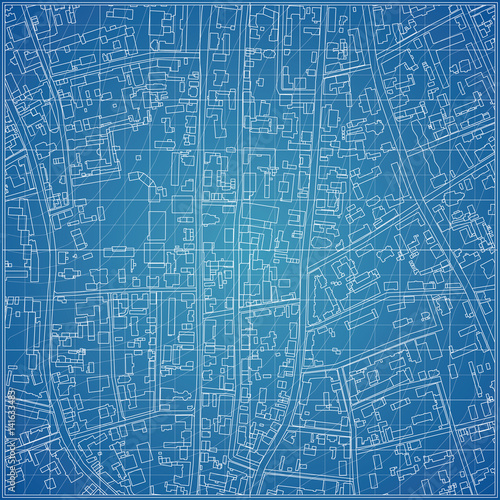 Fototapeta Wektor plan z topografią miasta