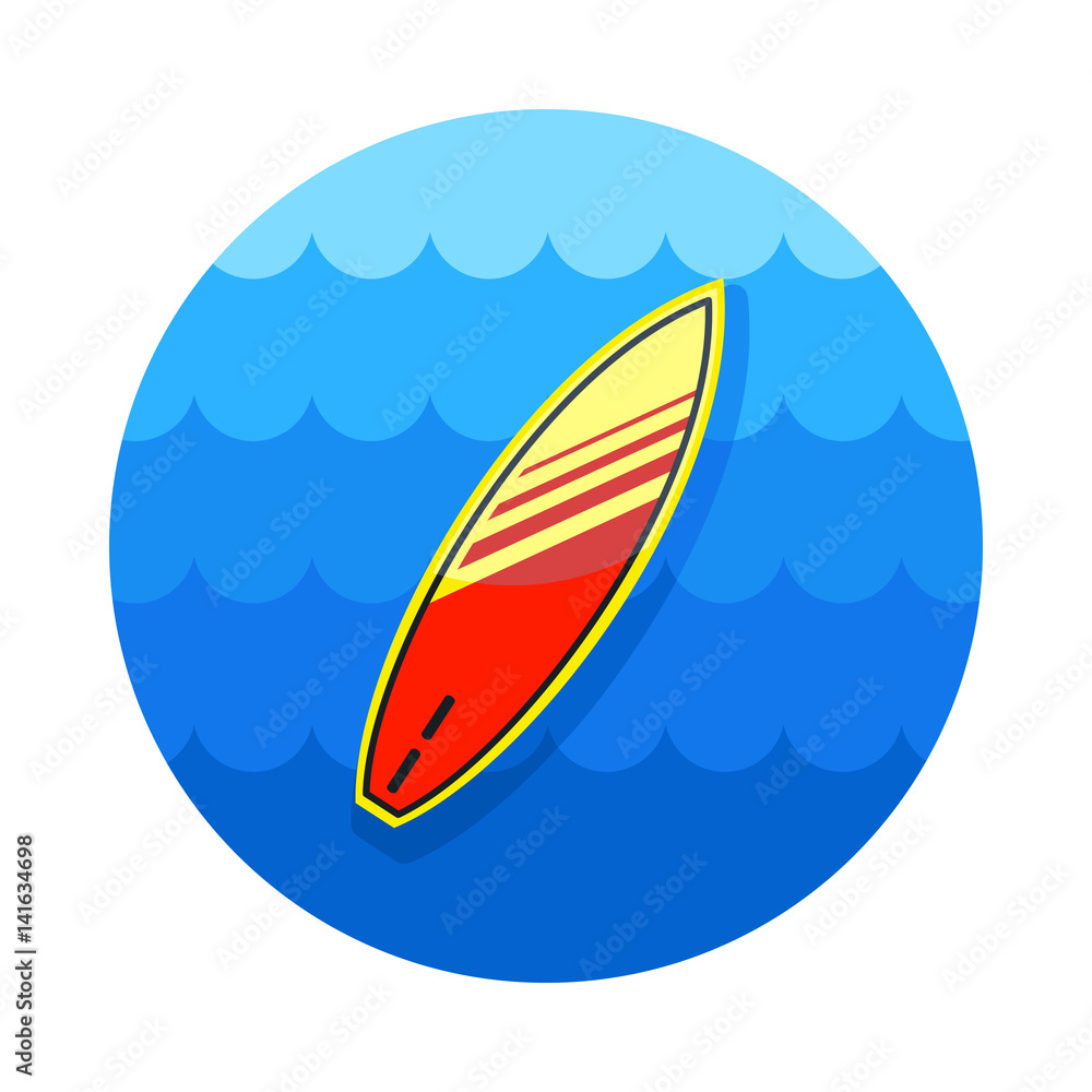 Fototapeta premium Surfboard on the water icon. Summer. Vacation