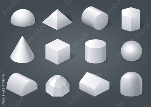 Set of different geometric shapes of gypsum. Vector graphics photo