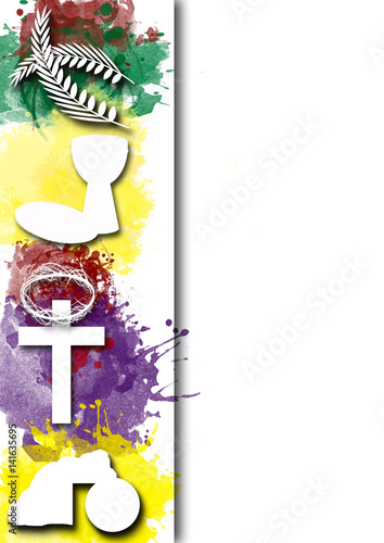 Holy week, Passion and Resurrection of Jesus Christ. Modern abstract artistic background with copy space for text. photo