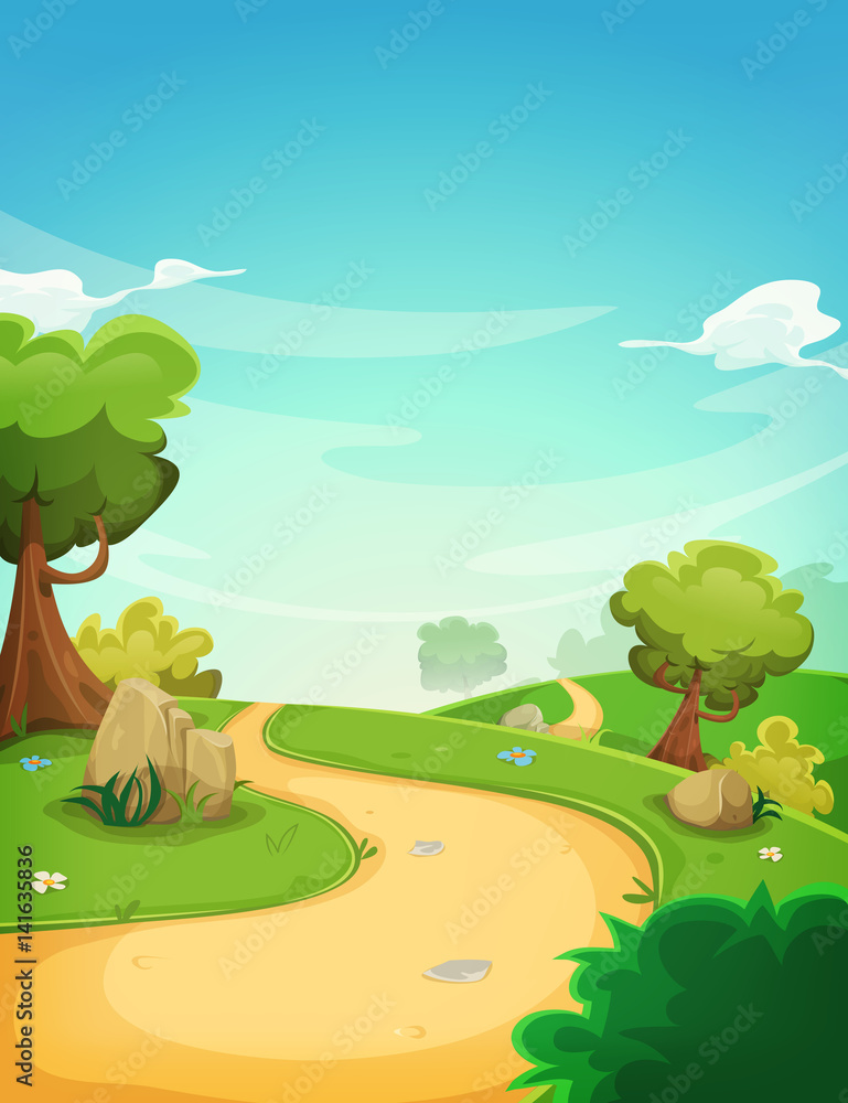 Spring Landscape Background With Path