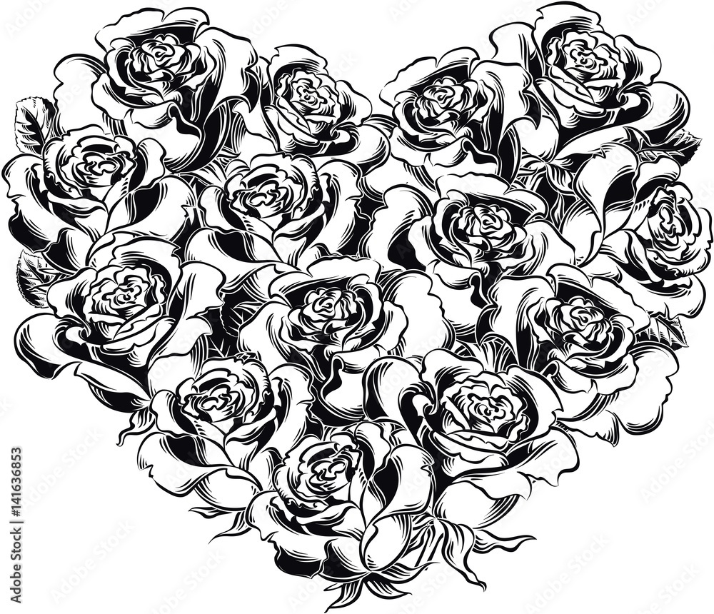 Heart of blooming roses. Heart of blooming roses.