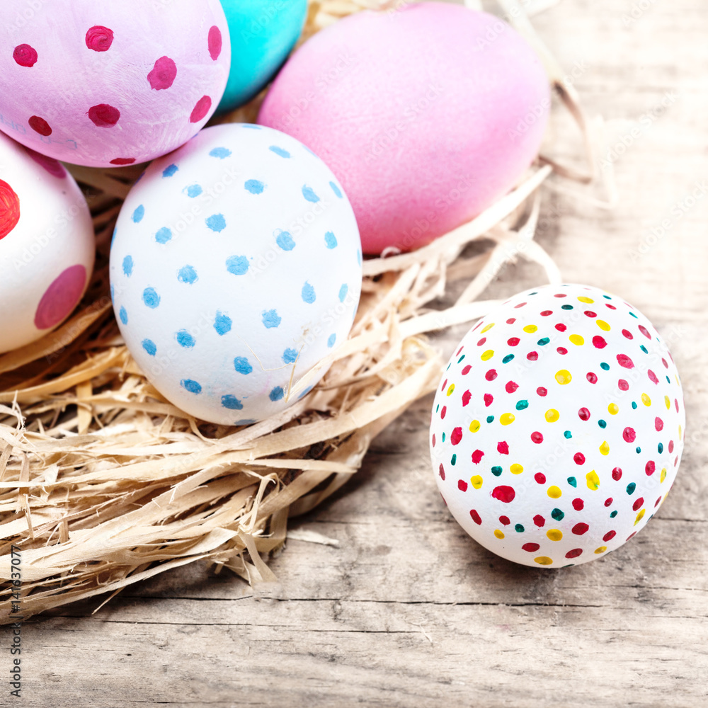 Easter background with eggs and copyspace. Happy Easter!. Easter background with eggs and copyspace. Happy Easter!.