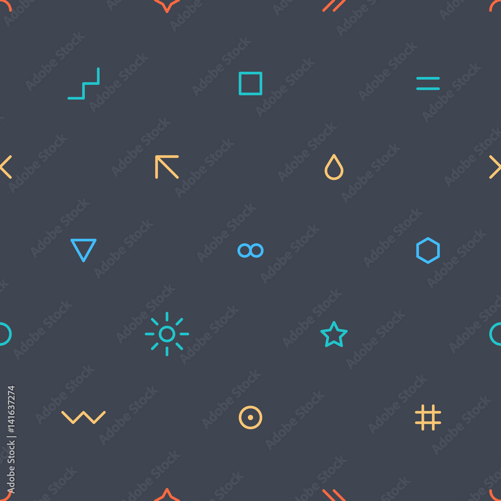 Thin flat seamless pattern on dark gray Thin flat seamless pattern on dark gray