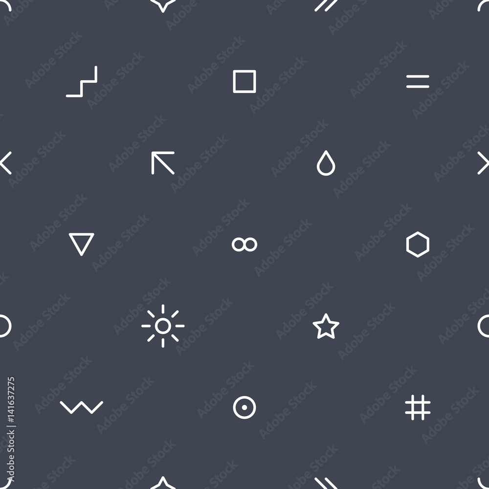 Thin flat seamless pattern on dark gray Thin flat seamless pattern on dark gray