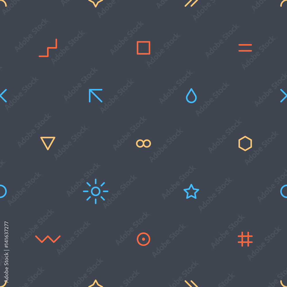 Thin flat seamless pattern on dark gray Thin flat seamless pattern on dark gray