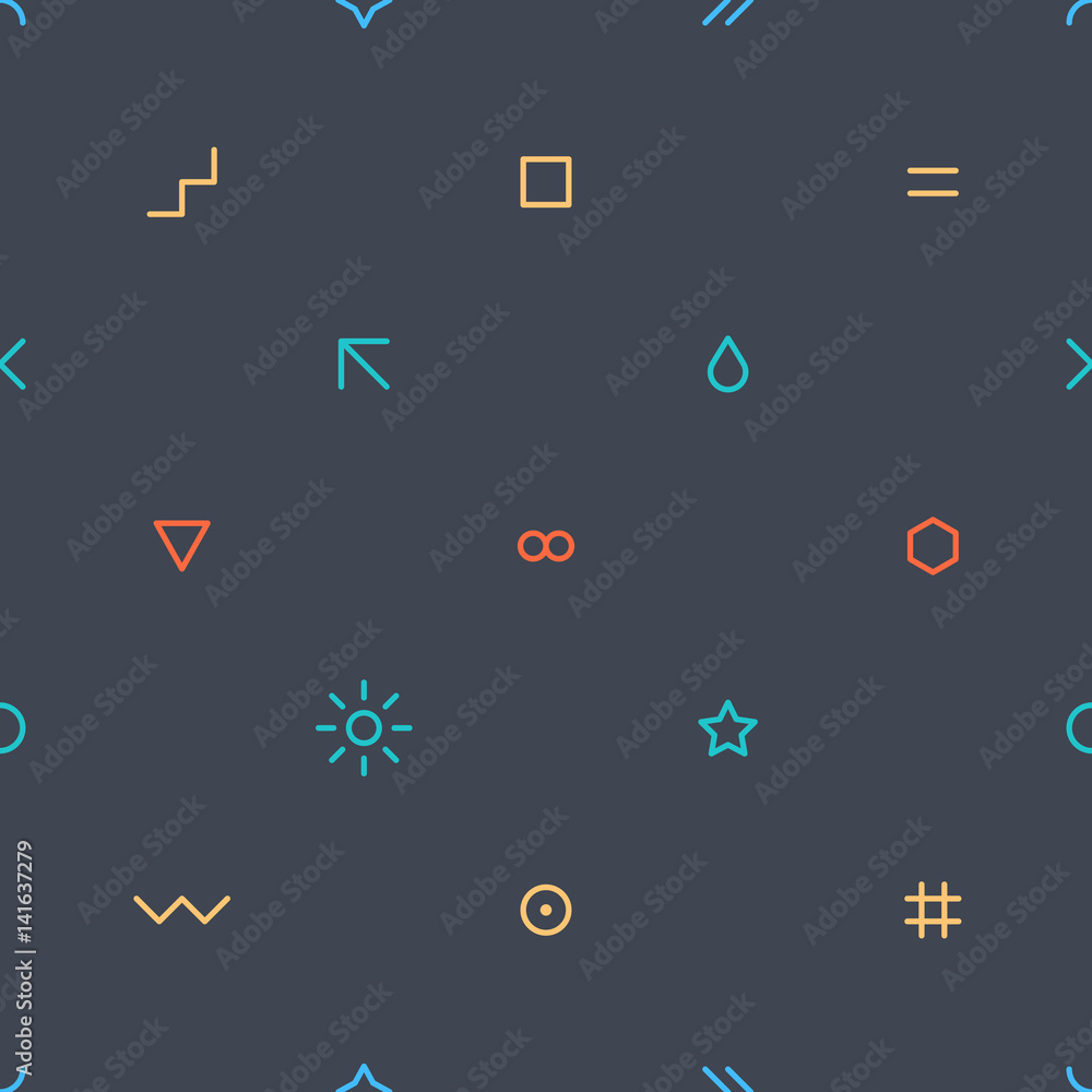 Thin flat seamless pattern on dark gray Thin flat seamless pattern on dark gray