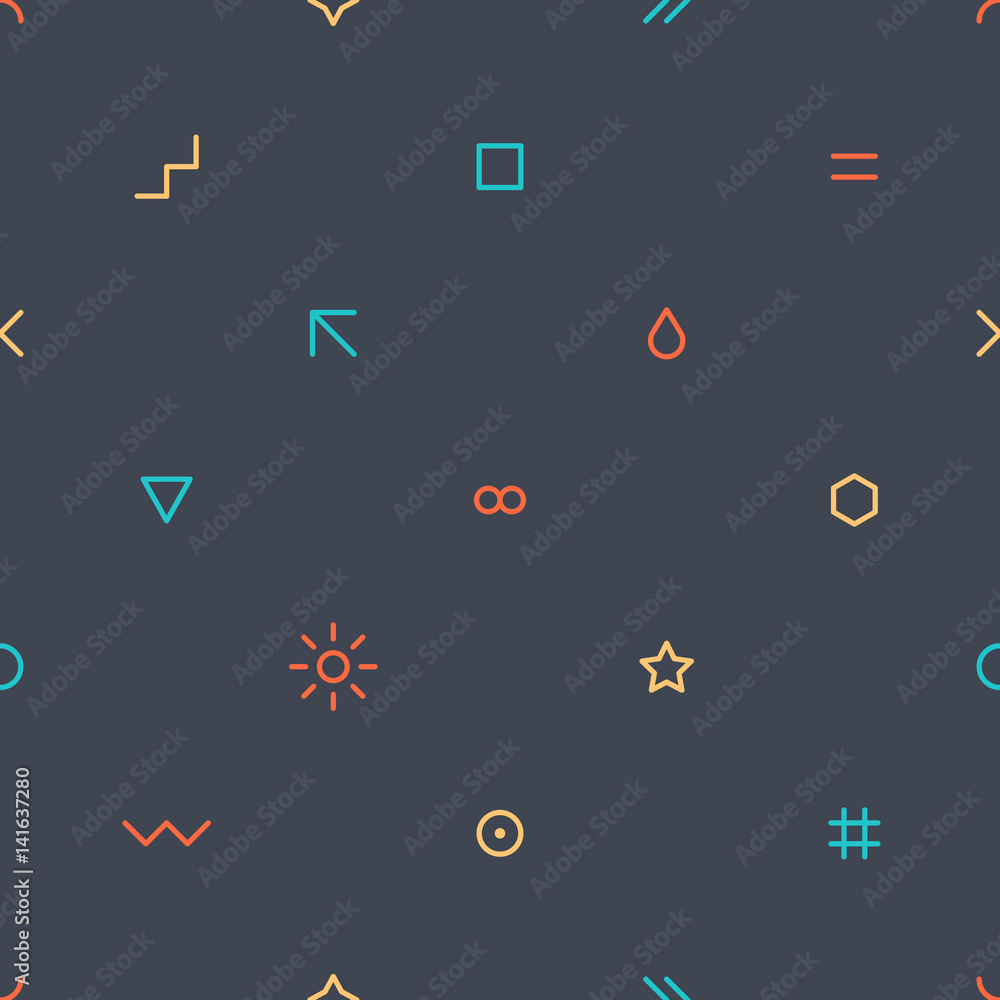 Thin flat seamless pattern on dark gray Thin flat seamless pattern on dark gray