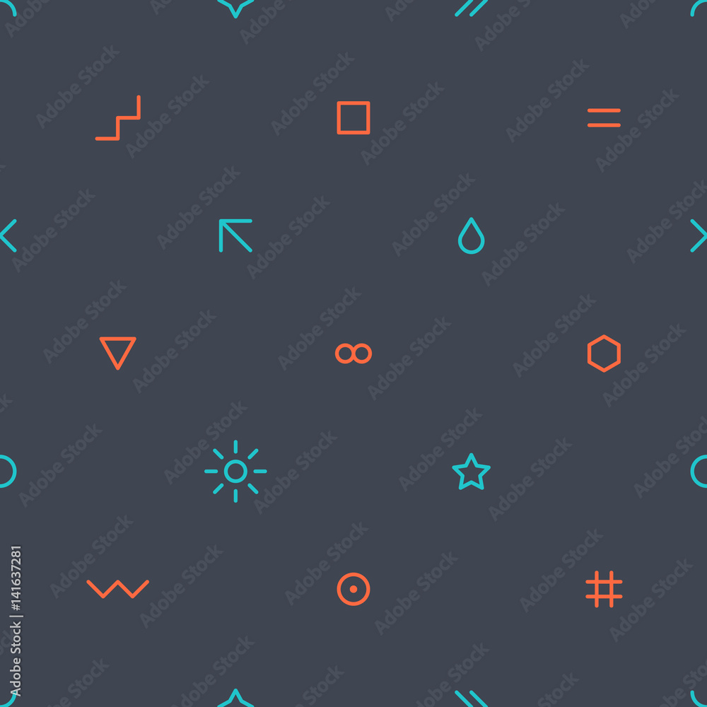 Thin flat seamless pattern on dark gray Thin flat seamless pattern on dark gray