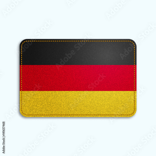 National flag of Germany with denim texture and orange seam. Realistic image of a tissue made in vector illustration.