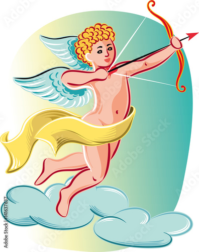 Cupid ready to shoot love arrows.