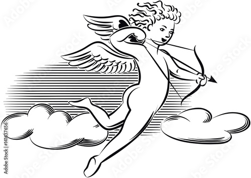 Cupid ready to shoot love arrows.