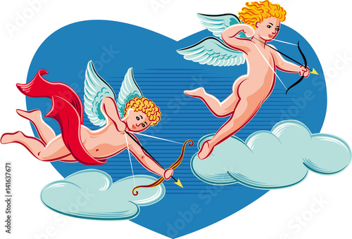 Cupids intent to shoot love arrows.
