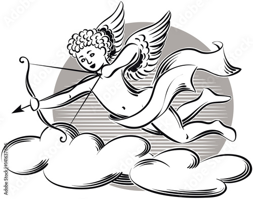 Cupid ready to shoot love arrows.