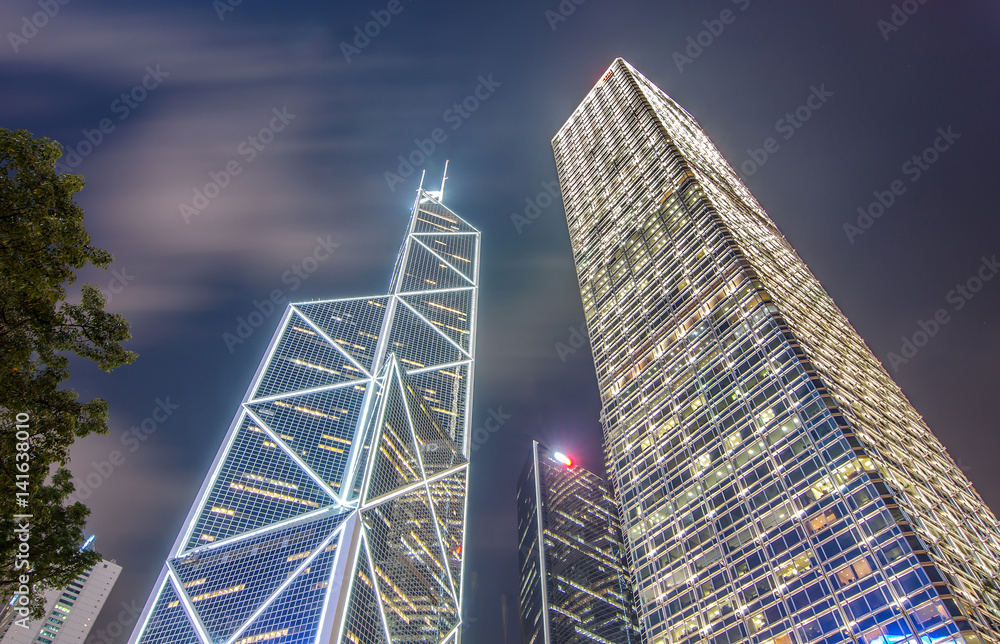 Obraz premium Modern office buildings in Central Hong Kong.