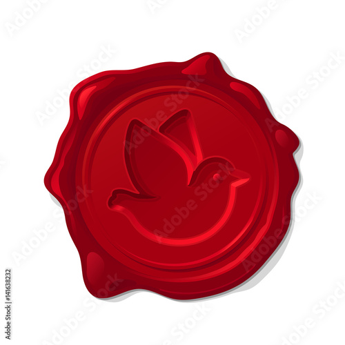 

Red wax seal isolated on transparent background. Concave post pigeon photo