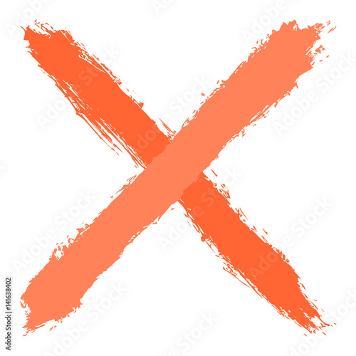 Orange criss cross brushstroke delete sign