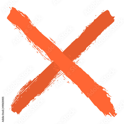 Orange criss cross brushstroke delete sign