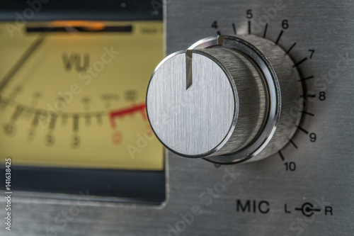 Record Level Knob Of Vintage Cassette Recorder 
