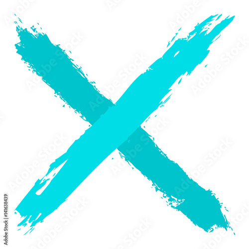 Turquoise criss cross brushstroke delete sign