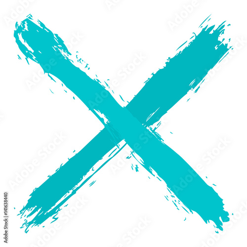 Turquoise criss cross brushstroke delete sign