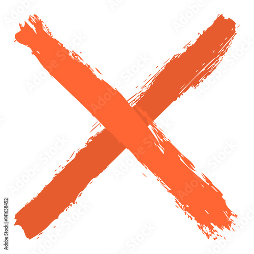 Orange criss cross brushstroke delete sign