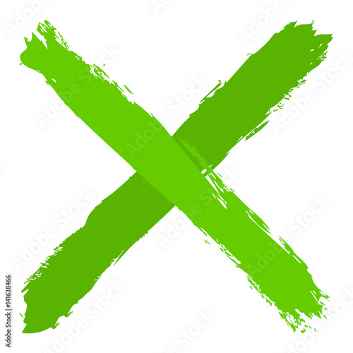 Green criss cross brushstroke delete sign