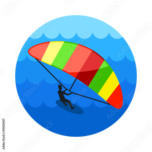 Kite boarding. Kite surfing icon. Summer. Vacation