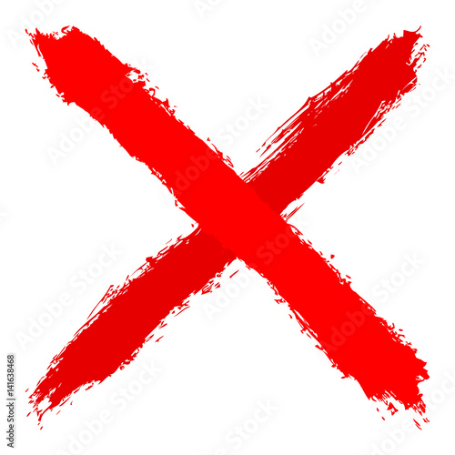 Red criss cross brushstroke delete sign
