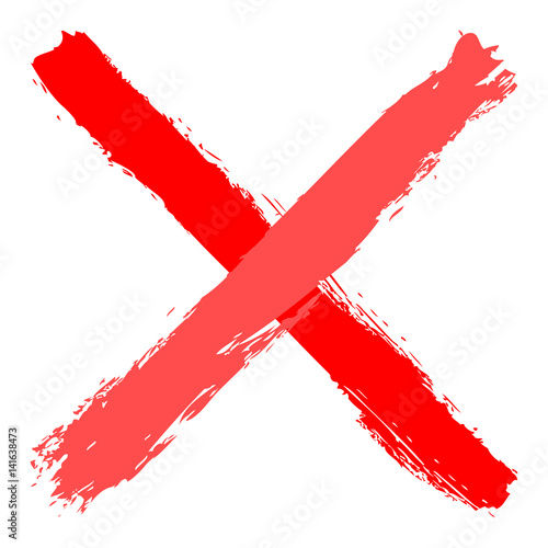 Red criss cross brushstroke delete sign