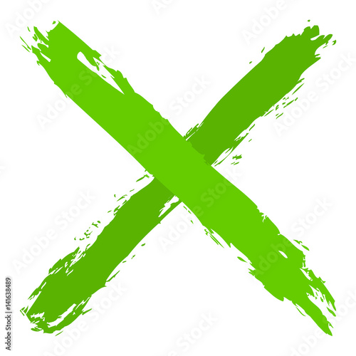 Green criss cross brushstroke delete sign
