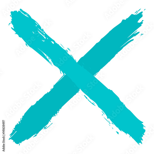 Turquoise criss cross brushstroke delete sign