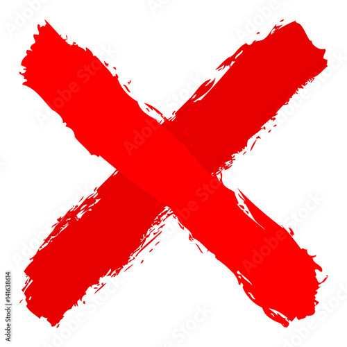 Red criss cross brushstroke delete sign