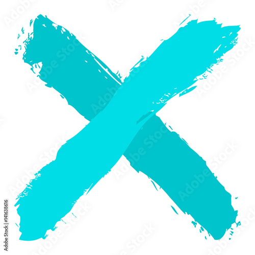 Turquoise criss cross brushstroke delete sign