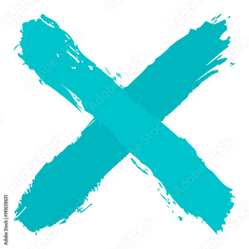 Turquoise criss cross brushstroke delete sign