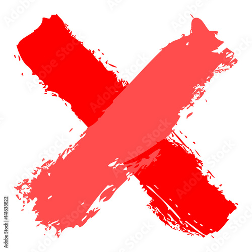 Red criss cross brushstroke delete sign