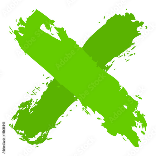 Green criss cross brushstroke delete sign
