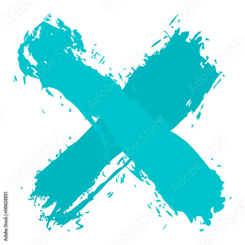 Turquoise criss cross brushstroke delete sign