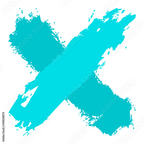 Turquoise criss cross brushstroke delete sign
