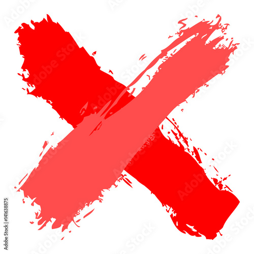 Red criss cross brushstroke delete sign