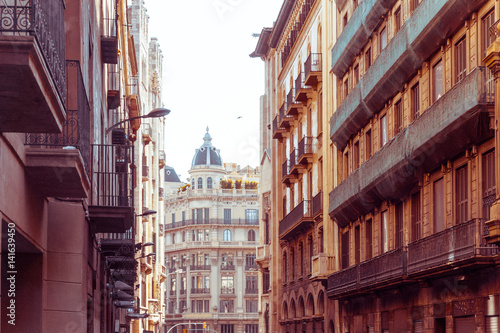 Cityscape in Barcelona Europe - street view of Old town in Barcelona, Spain