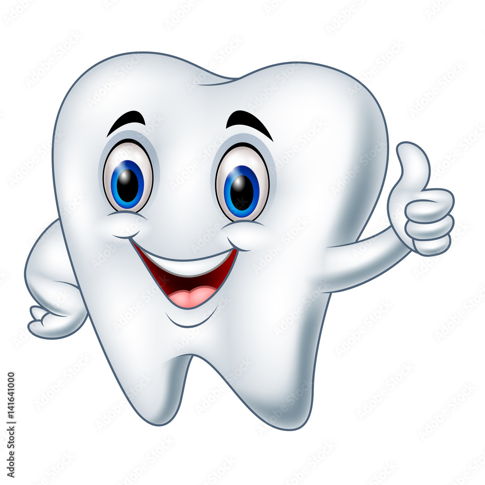 Obraz premium Cartoon tooth giving thumbs up