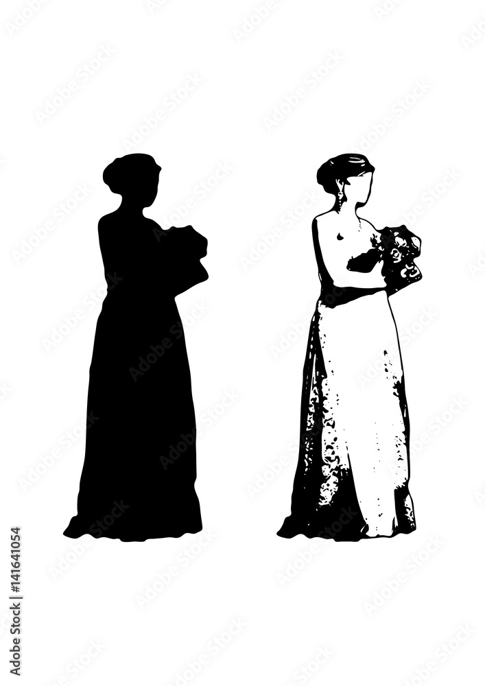 silhouette of woman with flowers vector