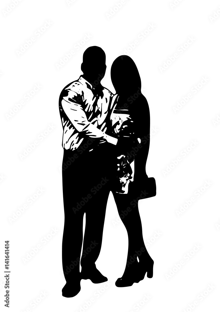 Silhouette of a guy standing with a girl vector Silhouette of a guy standing with a girl vector