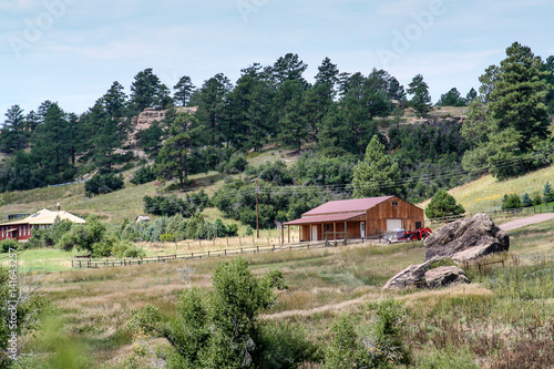 cabin and houses in across the field in Colorado