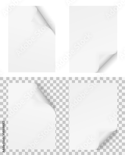two white papers with turned over corner