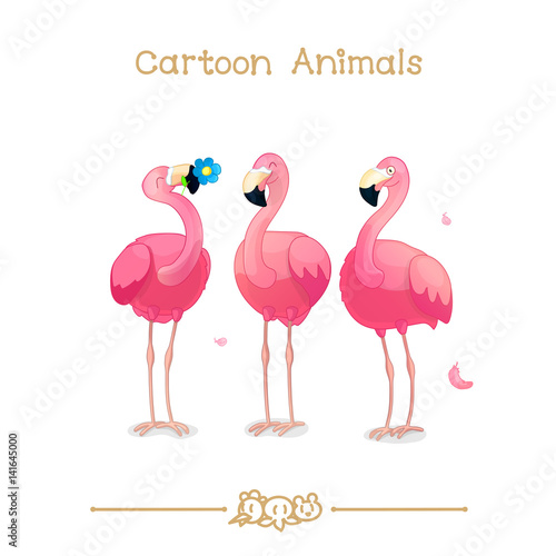 Toons series cartoon animals: pink flamingos